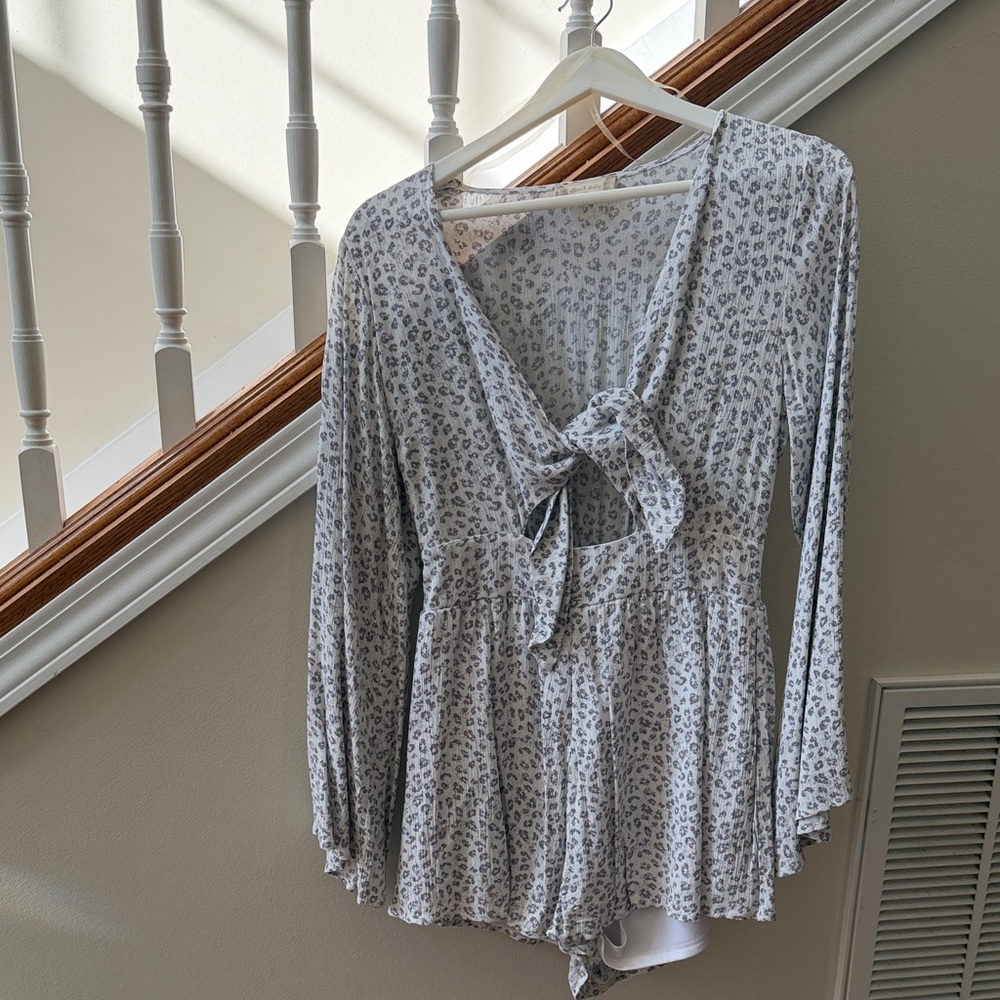Altar'd State Gray Leopard Print Romper